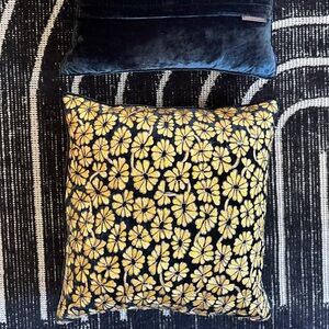 Anke Dreschel Blue & Gold Floral Throw Pillow